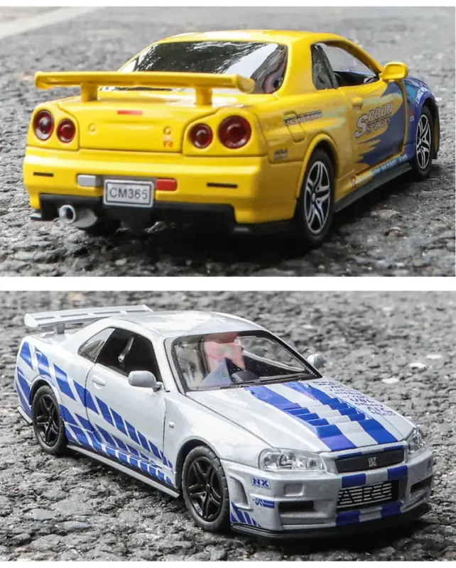 Nissan Skyline GTR R34 Ares 1:32 Model Samochodu Metalowy Dźwięk i Światło