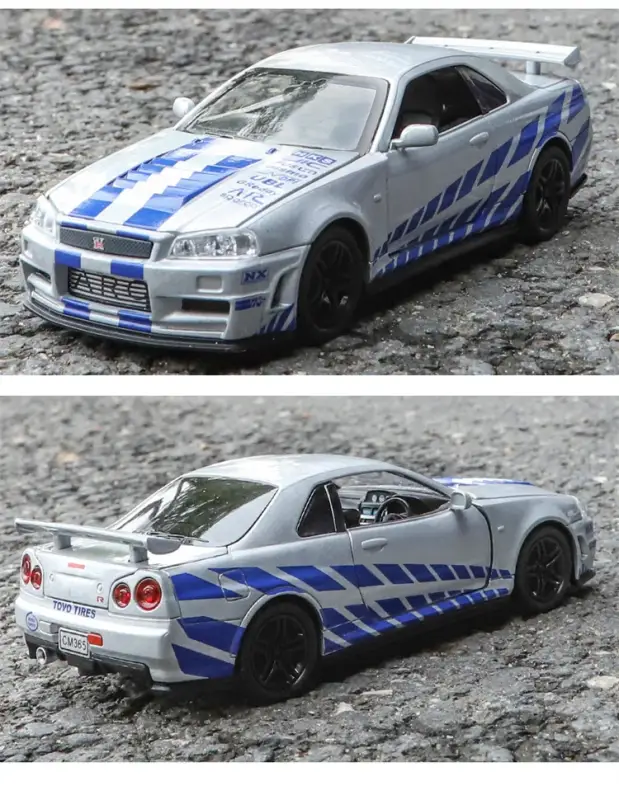 Nissan Skyline GTR R34 Ares 1:32 Model Samochodu Metalowy Dźwięk i Światło