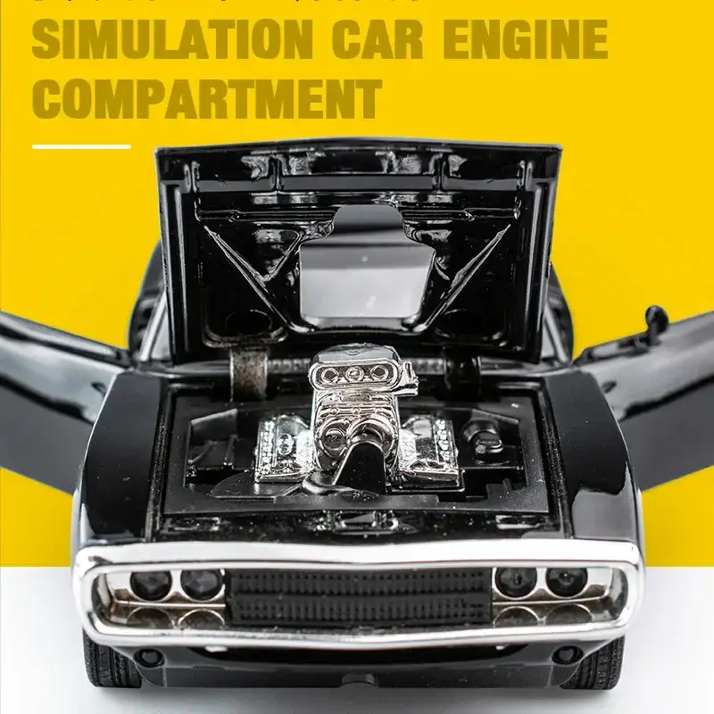 Dodge Charger 1970 1:32 Model Samochodu Metalowy Dźwięk i Światło