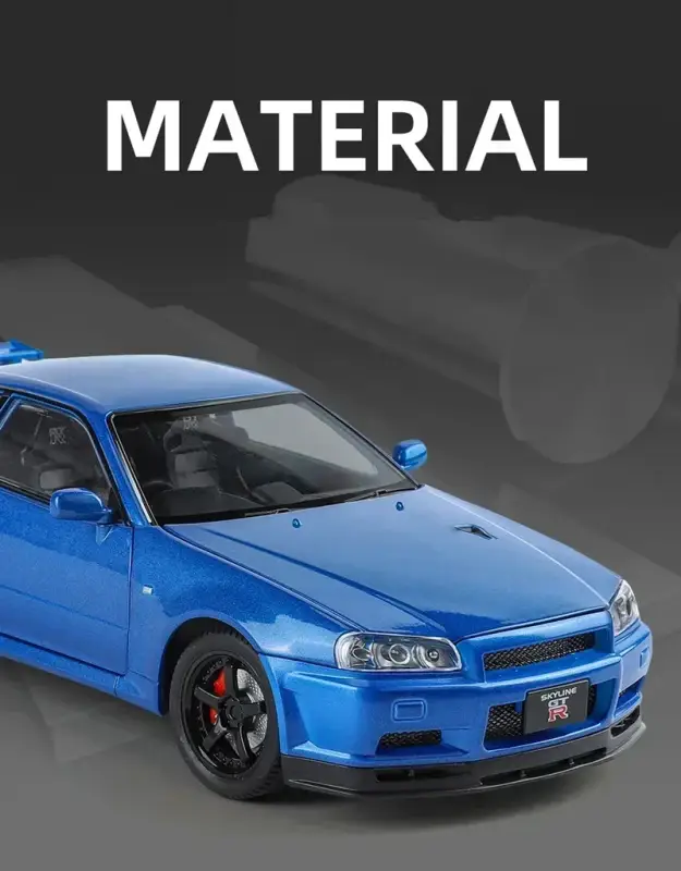 Nissan Skyline GTR R34 1:24 Model Samochodu Metalowy Dźwięk i Światło