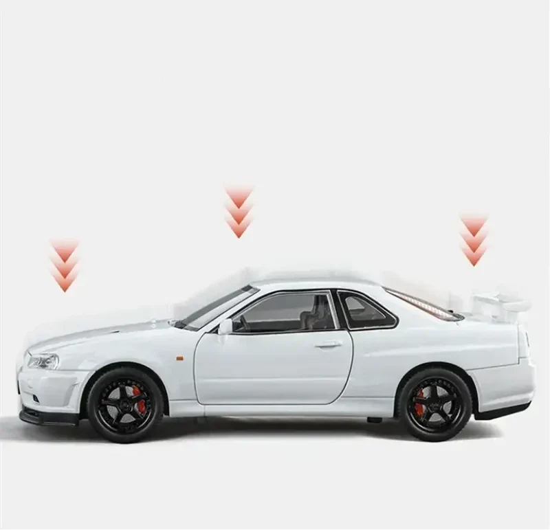 Nissan Skyline GTR R34 1:24 Model Samochodu Metalowy Dźwięk i Światło