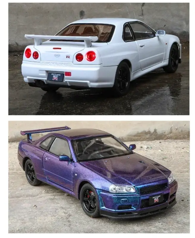 Nissan Skyline GTR R34 1:24 Model Samochodu Metalowy Dźwięk i Światło