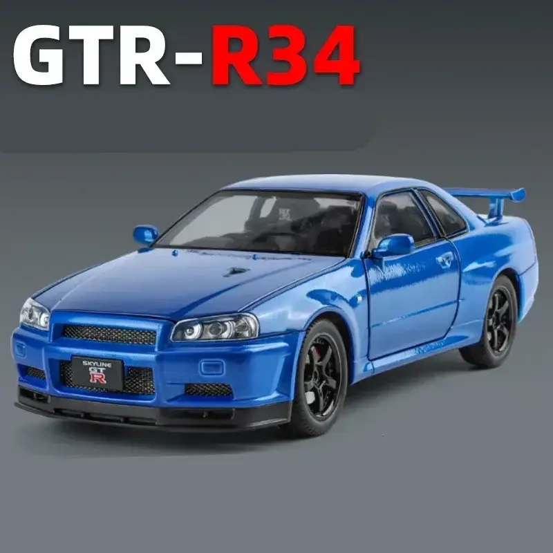 Nissan Skyline GTR R34 1:24 Model Samochodu Metalowy Dźwięk i Światło
