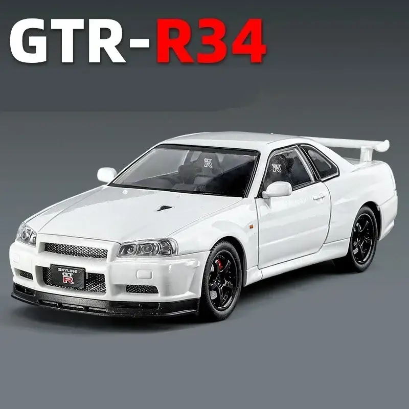 Nissan Skyline GTR R34 1:24 Model Samochodu Metalowy Dźwięk i Światło
