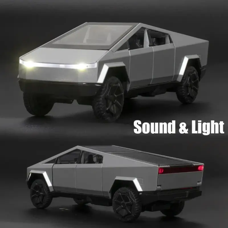 Tesla Cybertruck 1:32 Model Samochodu Metalowy Dźwięk i Światło