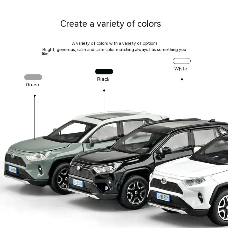 Toyota RAV4 1:32 Model Samochodu Metalowy Dźwięk i Światło