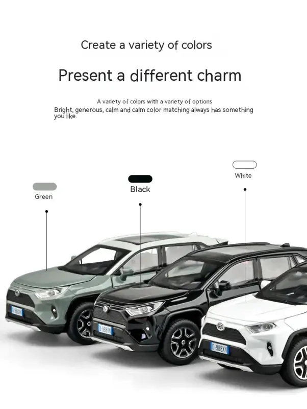 Toyota RAV4 1:32 Model Samochodu Metalowy Dźwięk i Światło