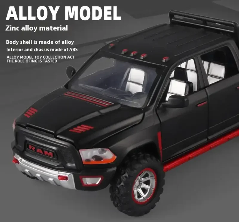 RAM Pickup Truck 1:32 Model Samochodu Metalowy Dźwięk i Światło