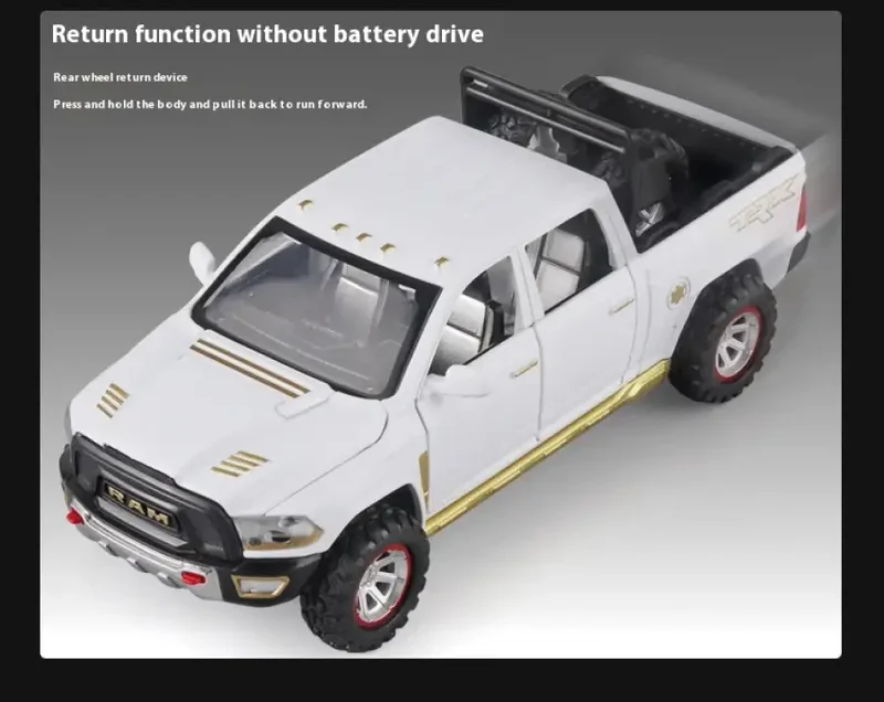RAM Pickup Truck 1:32 Model Samochodu Metalowy Dźwięk i Światło