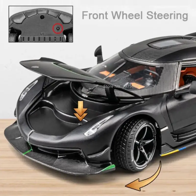Koenigsegg Jesko 1:24 Model Samochodu Metalowy Otwierane Drzwi Mechanizm Cofania