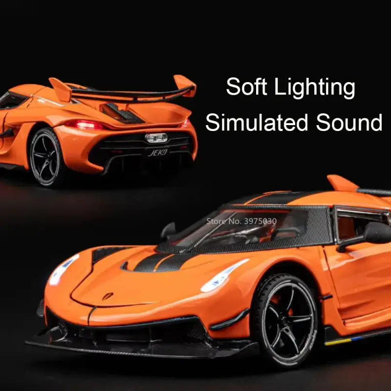 Koenigsegg Jesko 1:24 Model Samochodu Metalowy Otwierane Drzwi Mechanizm Cofania