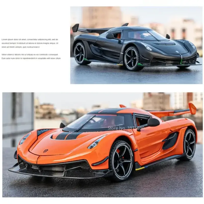 Koenigsegg Jesko 1:24 Model Samochodu Metalowy Otwierane Drzwi Mechanizm Cofania