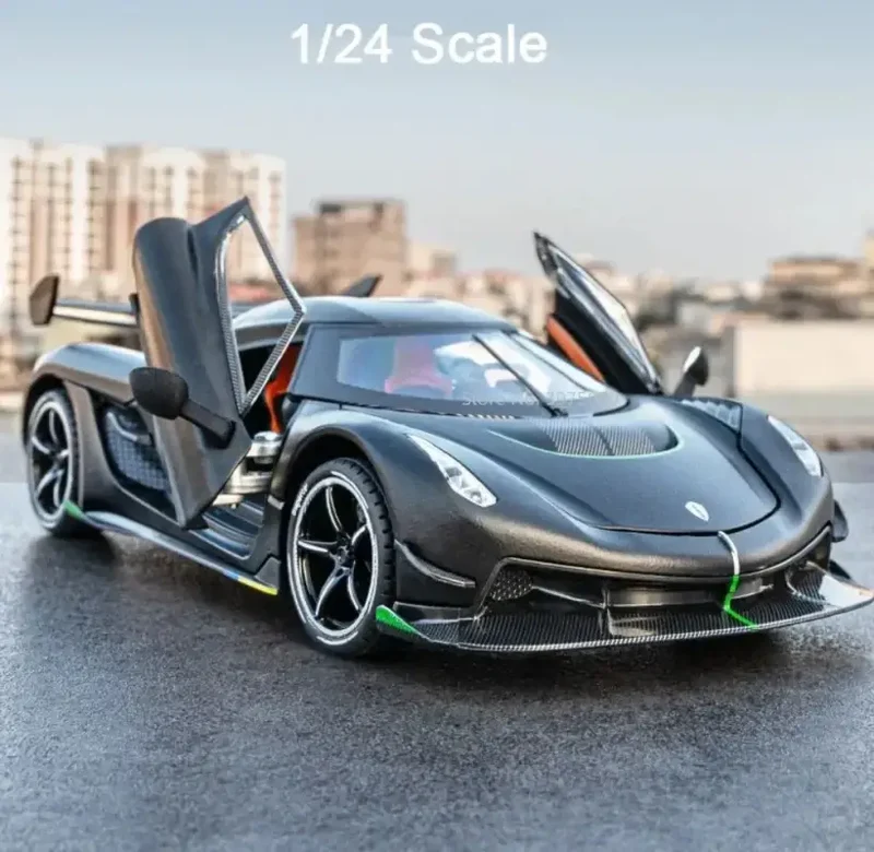 Koenigsegg Jesko 1:24 Model Samochodu Metalowy Otwierane Drzwi Mechanizm Cofania
