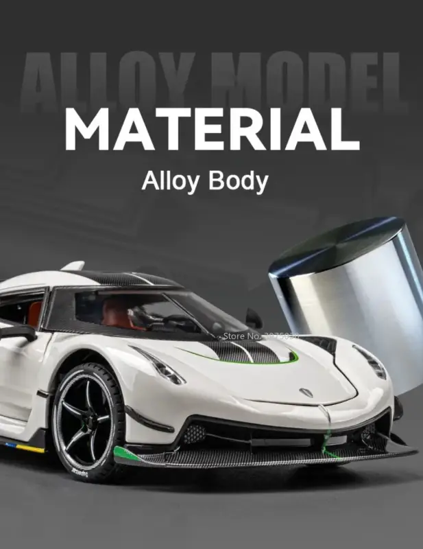 Koenigsegg Jesko 1:24 Model Samochodu Metalowy Otwierane Drzwi Mechanizm Cofania