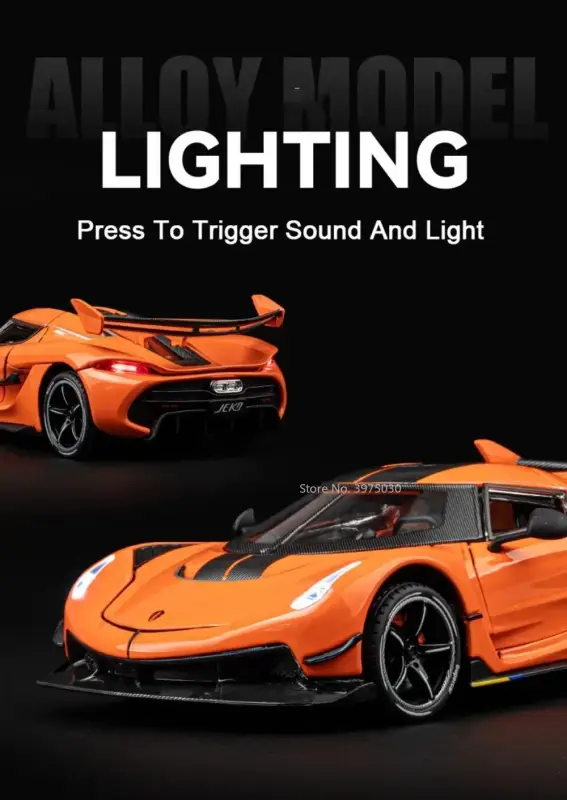 Koenigsegg Jesko 1:24 Model Samochodu Metalowy Otwierane Drzwi Mechanizm Cofania