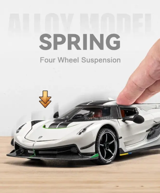 Koenigsegg Jesko 1:24 Model Samochodu Metalowy Otwierane Drzwi Mechanizm Cofania