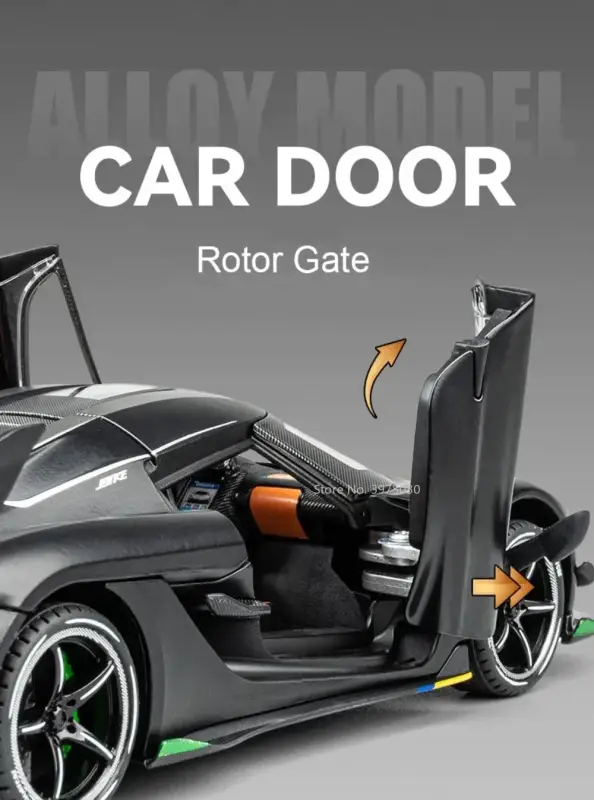 Koenigsegg Jesko 1:24 Model Samochodu Metalowy Otwierane Drzwi Mechanizm Cofania