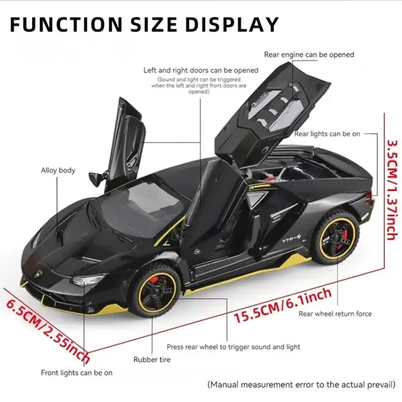 Pagani Huayra 1:32 Model Samochodu Metalowy Dźwięk i Światło