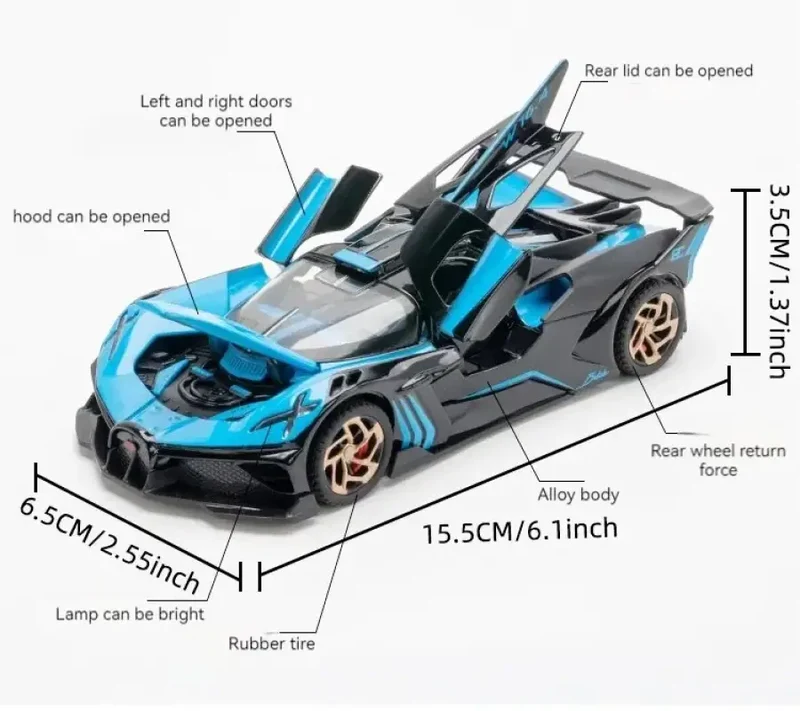 Pagani Huayra 1:32 Model Samochodu Metalowy Dźwięk i Światło