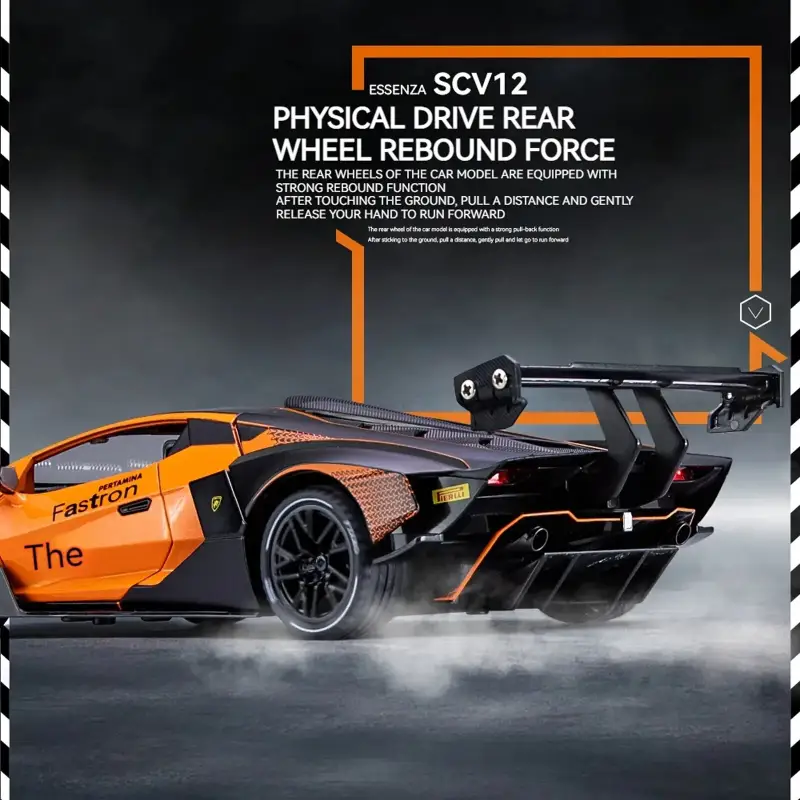 Lamborghini SCV12 1:24 Model Samochodu Metalowy Dźwięk i Światło