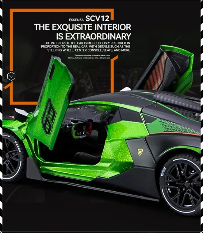 Lamborghini SCV12 1:24 Model Samochodu Metalowy Dźwięk i Światło