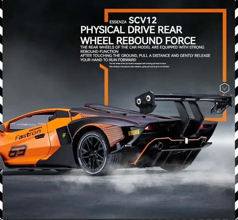 Lamborghini SCV12 1:24 Model Samochodu Metalowy Dźwięk i Światło