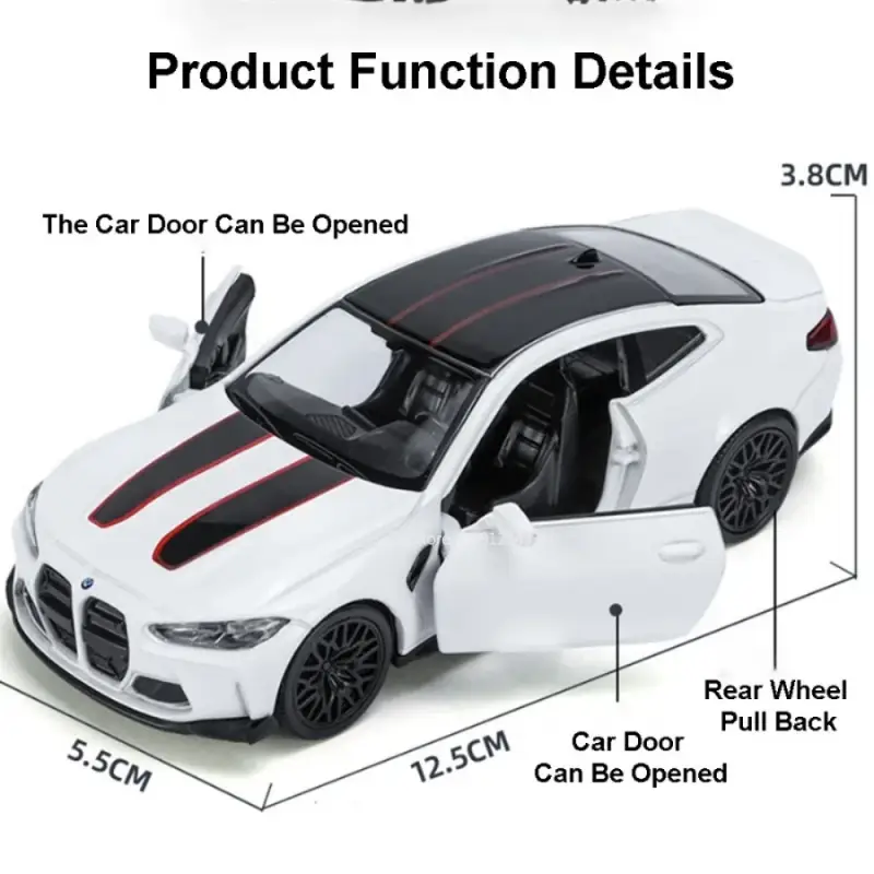 BMW M4 CSL 1:36 Model Samochodu Metalowy Otwierane Drzwi