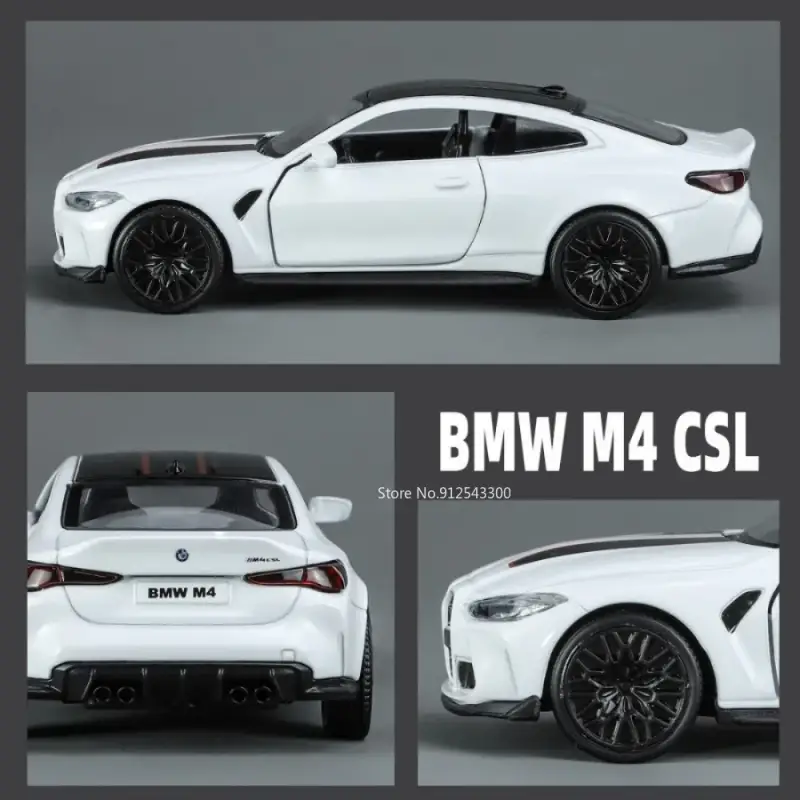 BMW M4 CSL 1:36 Model Samochodu Metalowy Otwierane Drzwi