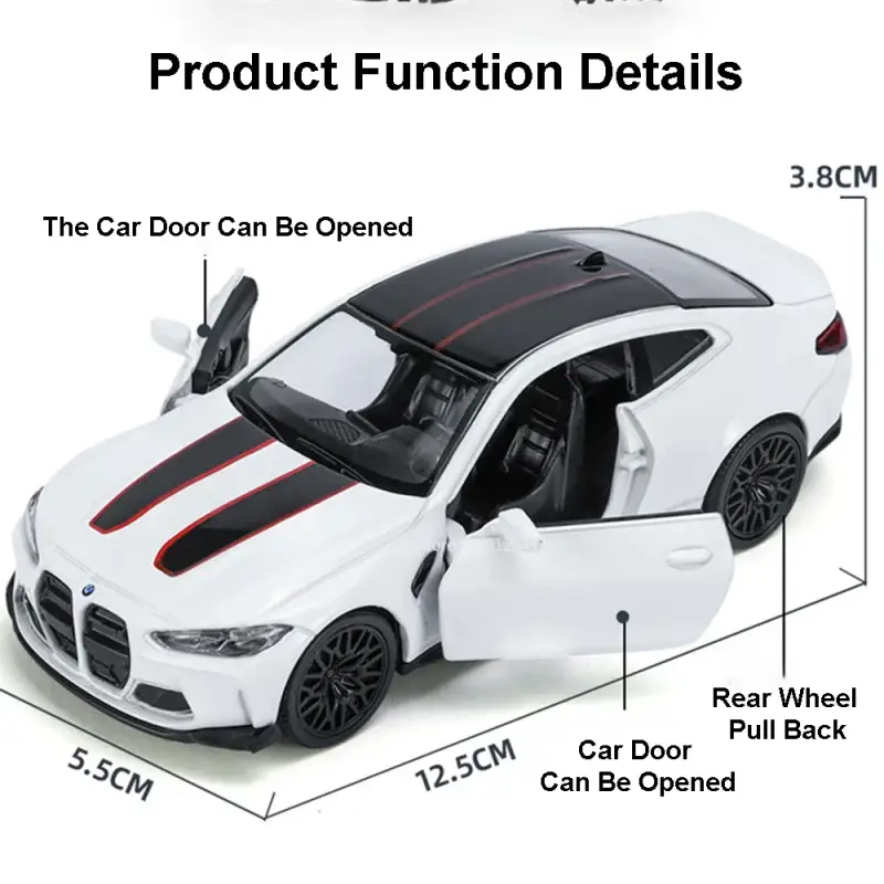 BMW M4 CSL 1:36 Model Samochodu Metalowy Otwierane Drzwi