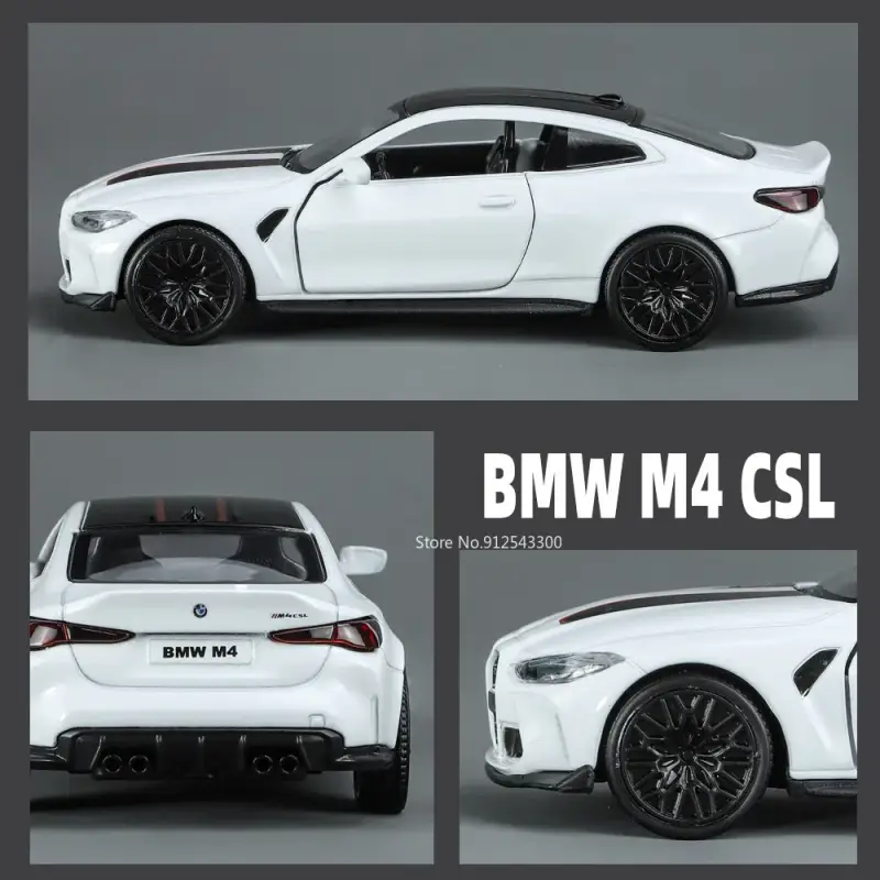 BMW M4 CSL 1:36 Model Samochodu Metalowy Otwierane Drzwi