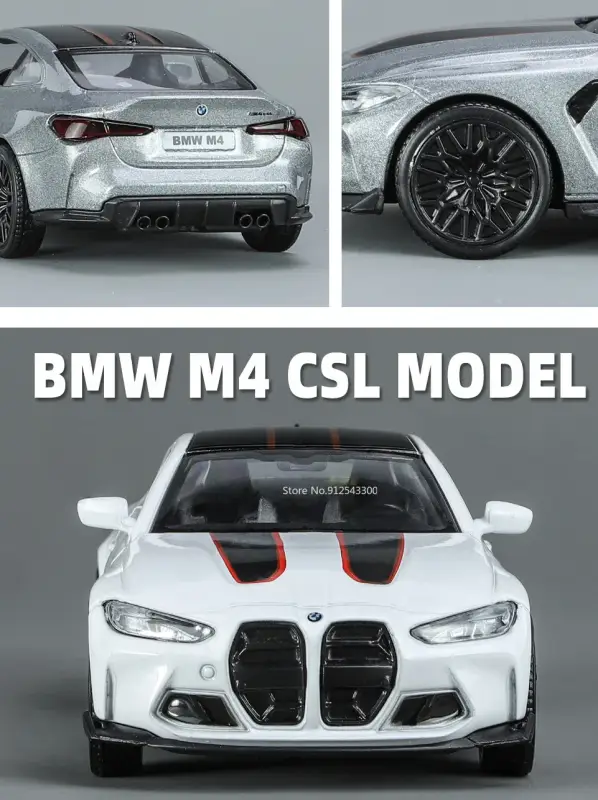 BMW M4 CSL 1:36 Model Samochodu Metalowy Otwierane Drzwi