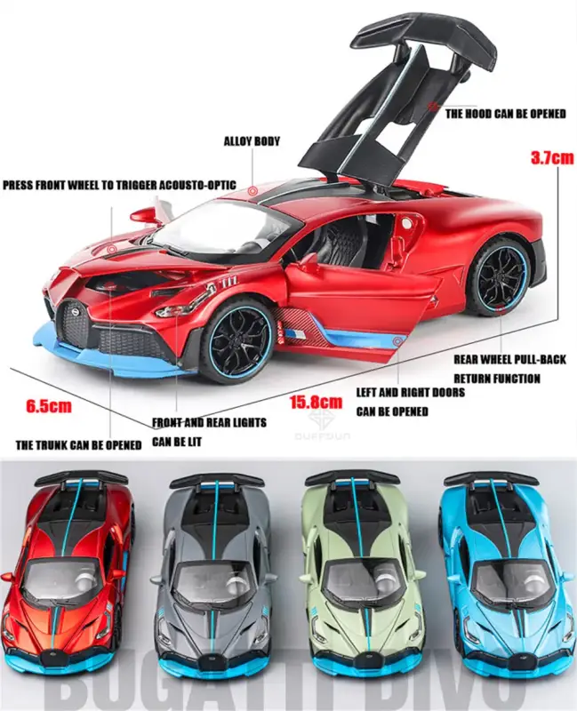 Bugatti Divo 1:32 Model Samochodu Metalowy Światło