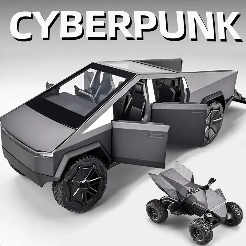 Tesla Cybertruck 1:24 Model Samochodu Metalowy Dźwięk i Światło