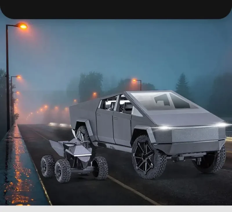 Tesla Cybertruck 1:24 Model Samochodu Metalowy Dźwięk i Światło