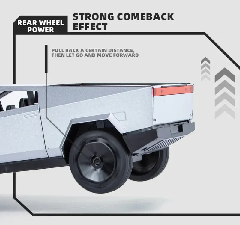 Tesla Cybertruck 1:24 Model Samochodu Metalowy Dźwięk i Światło