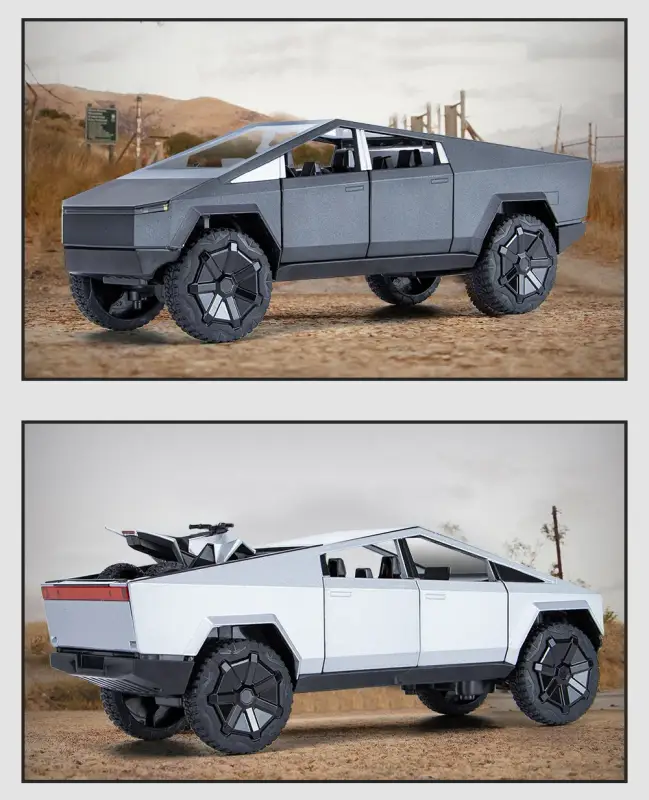 Tesla Cybertruck 1:24 Model Samochodu Metalowy Dźwięk i Światło