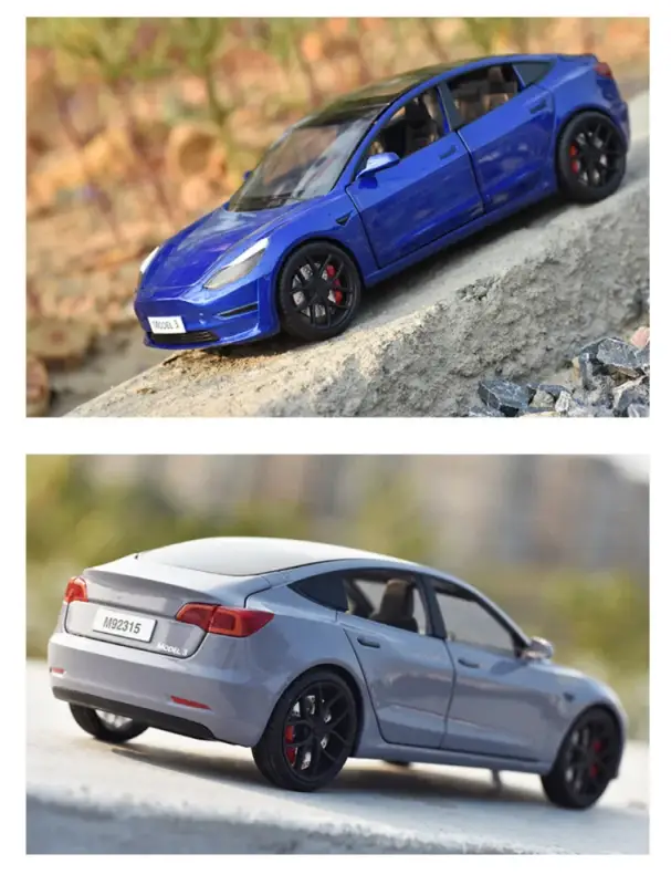 Tesla Model 3 1:24 Model Samochodu Metalowy Dźwięk i Światło