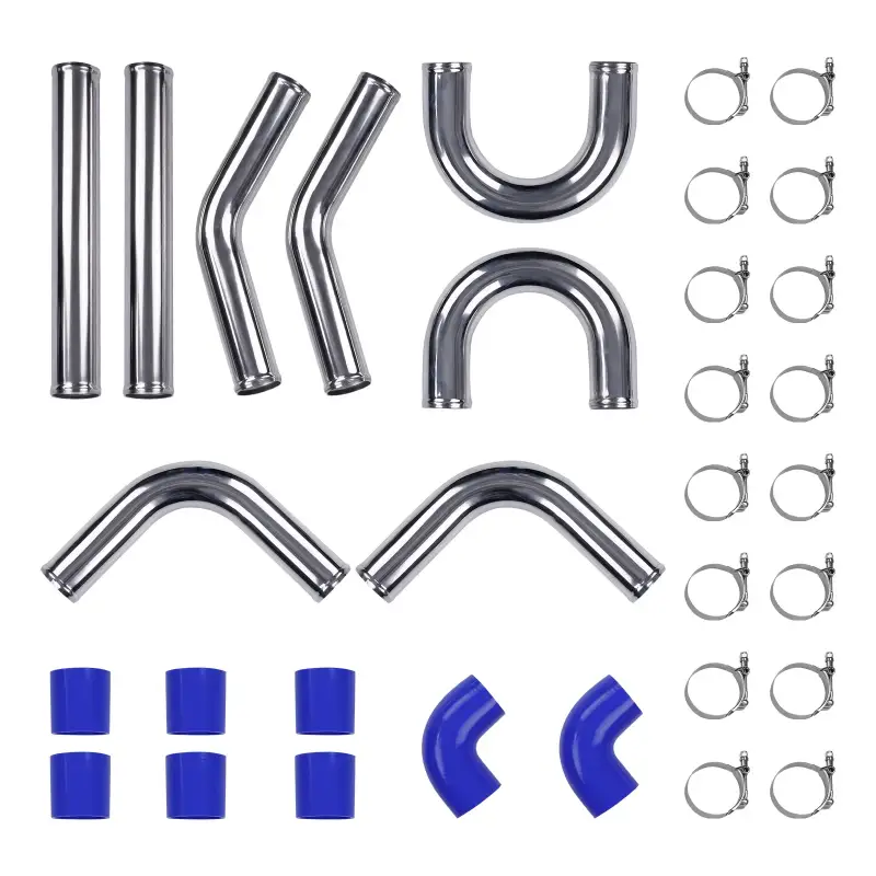 Zestaw Rurek Intercoolera Turbo 2.5 Inch 64mm Aluminiowy z Silikonem i Zaciskami