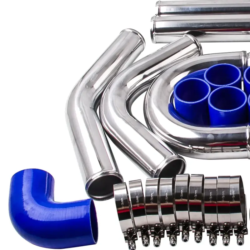 Zestaw Rurek Intercoolera Turbo 2.5 Inch 64mm Aluminiowy z Silikonem i Zaciskami