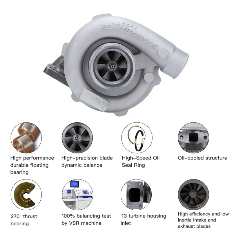 Turbosprężarka T3 T4 T04E .57 A/R 5 Śrub dla 1.5L-2.5L 400HP T3 Flange