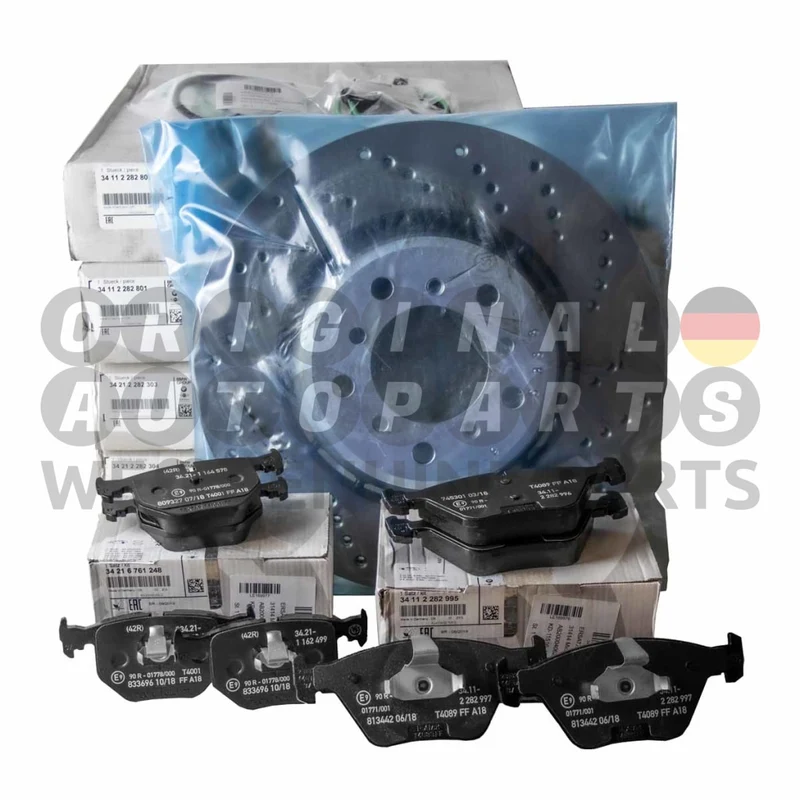 Genuine BMW Brake Disc Rotors + Pads + Sensors front and rear E46 M3 34112282801 34112282802 34112282995 34352229780 34212282303 34212282304 34216761248 34356751311