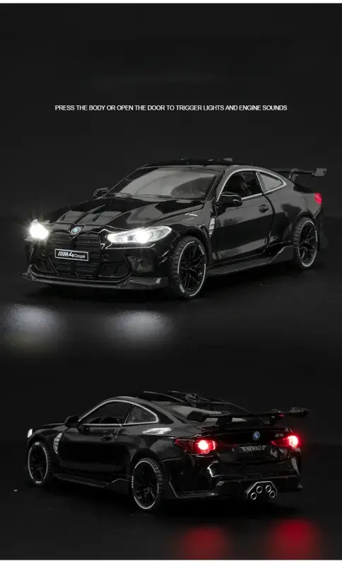 BMW M4 1:32 Model Samochodu Metalowy Dźwięk i Światło
