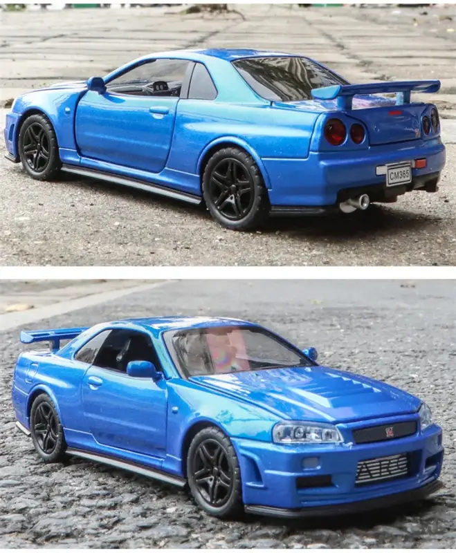 Nissan GTR R34 Skyline 1:32 Model Samochodu Metalowy Dźwięk i Światło