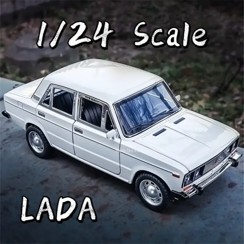 LADA 1:24 Model Samochodu Metalowy Otwierane Drzwi Dźwięk Mechanizm Cofania