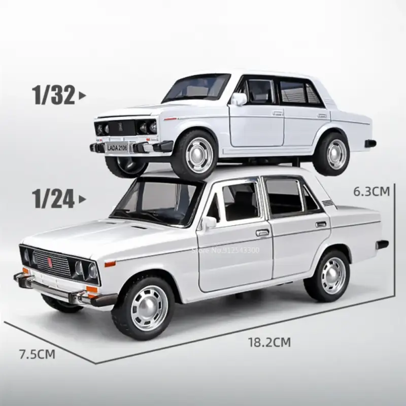 LADA 1:24 Model Samochodu Metalowy Otwierane Drzwi Dźwięk Mechanizm Cofania