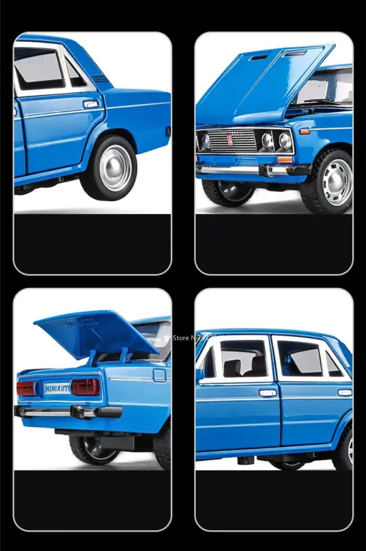 LADA 1:24 Model Samochodu Metalowy Otwierane Drzwi Dźwięk Mechanizm Cofania