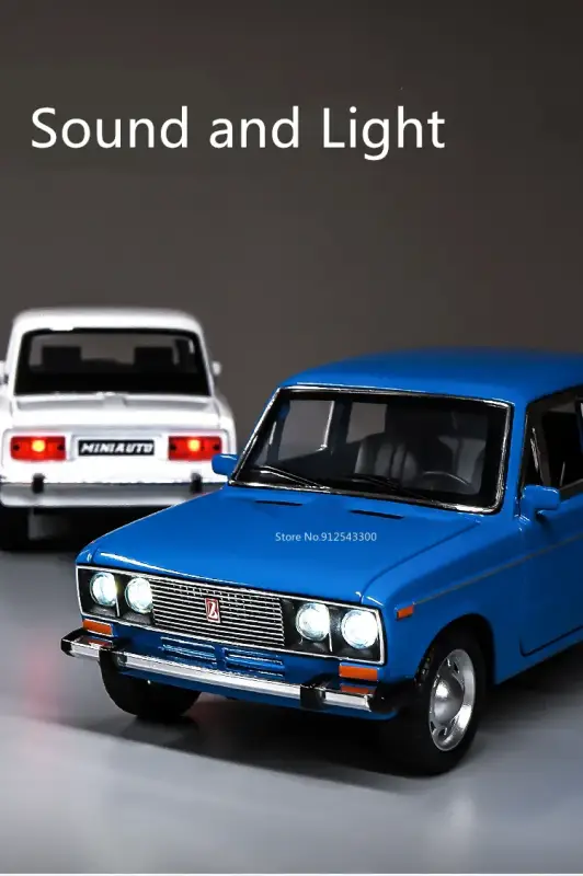 LADA 1:24 Model Samochodu Metalowy Otwierane Drzwi Dźwięk Mechanizm Cofania