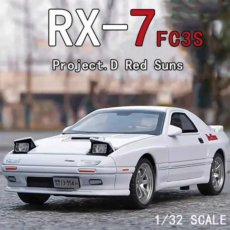 Mazda RX-7 FC3S RED SUNS 1:32 Model Samochodu Die-Cast