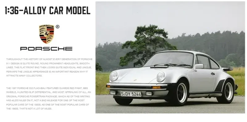 Porsche 911 1978 1:36 Model Samochodu Die-Cast Mechanizm Cofania