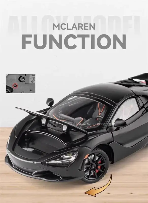 McLaren 720S 1:24 Model Samochodu Metalowy Dźwięk i Światło